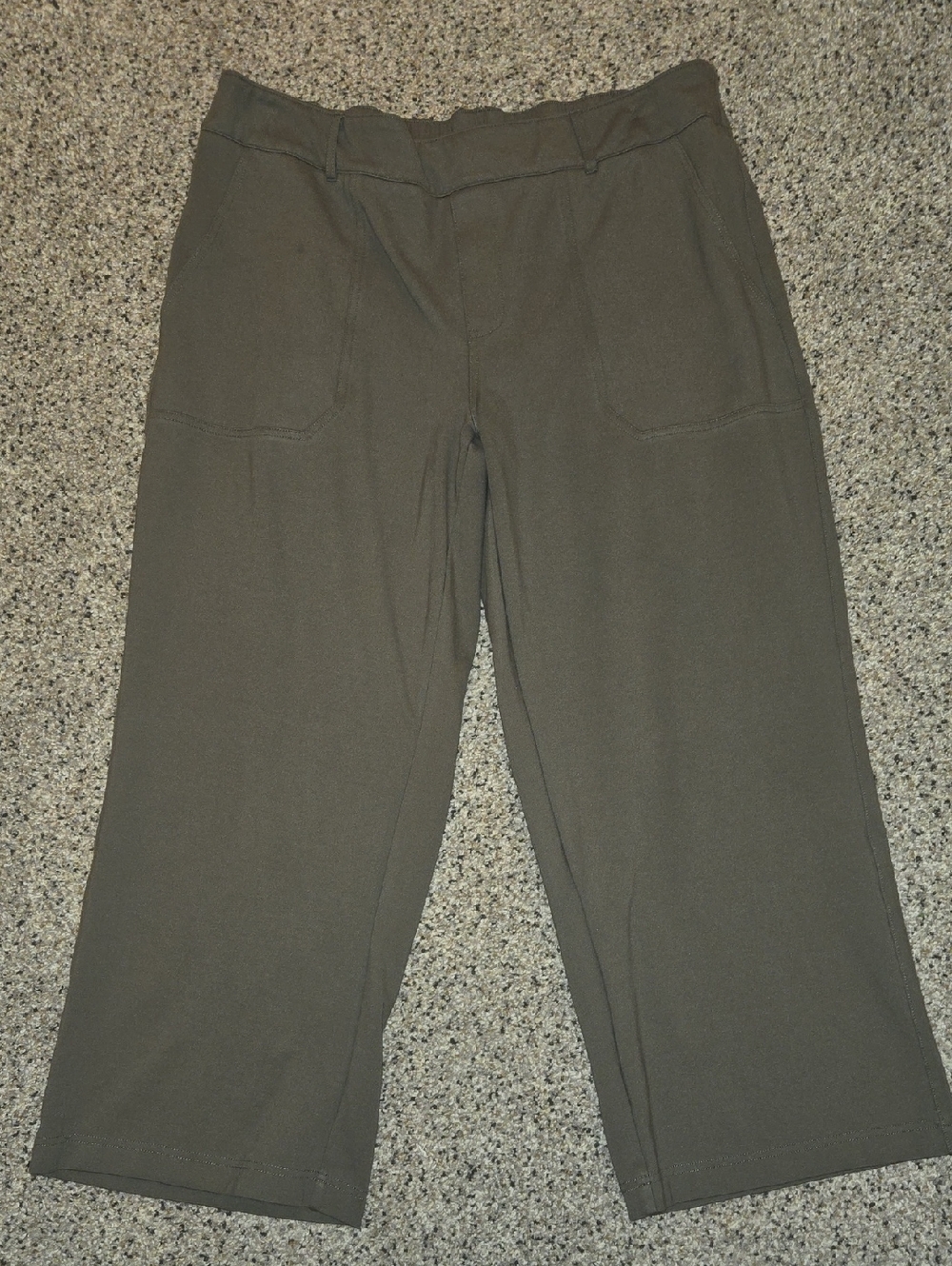 "Short Story" Women's Olive Green Wide-Leg Petite Pants